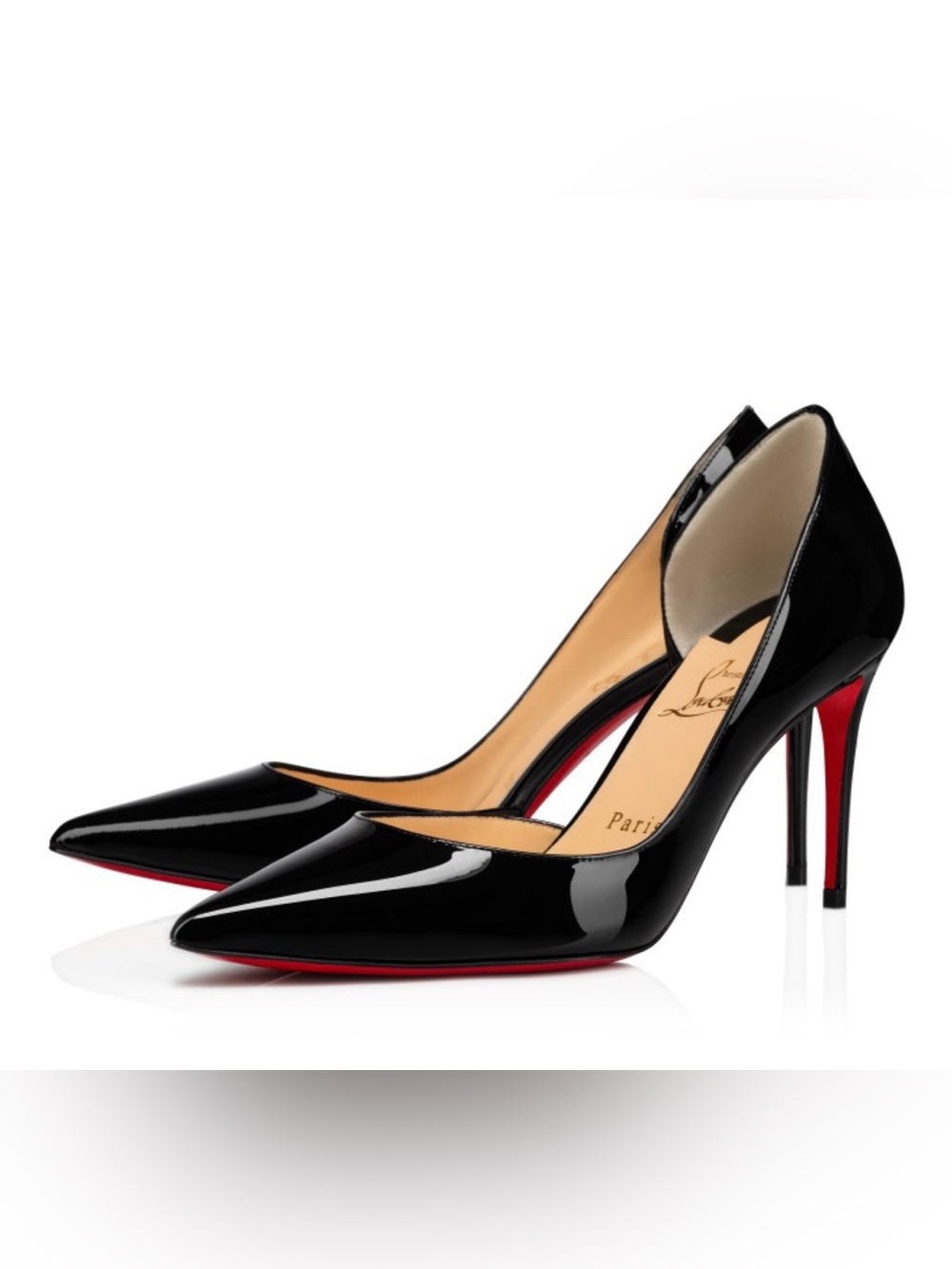 Christian Louboutin Black Patent Leather Pointed Pumps with Red Sole